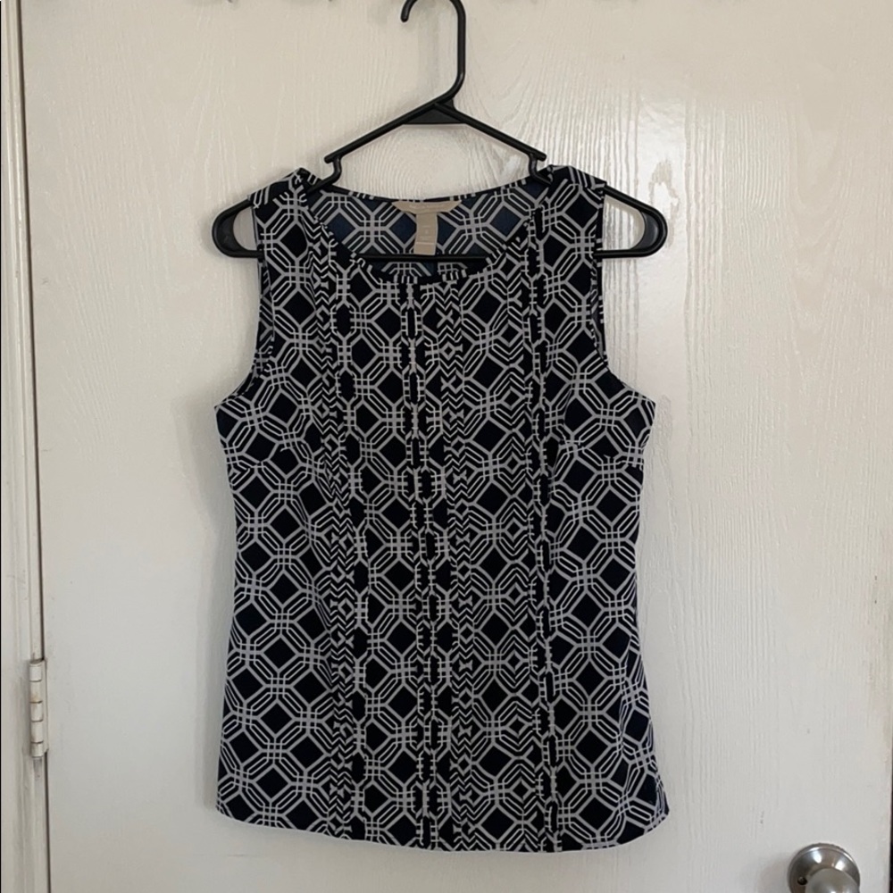 Banana Republic Navy Blue Geometric Sleeveless Top